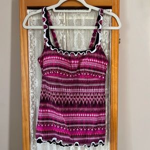 Profile by Gottex Pink/Multicolor Tankini Top and Skirt Bikini Set, Size 12